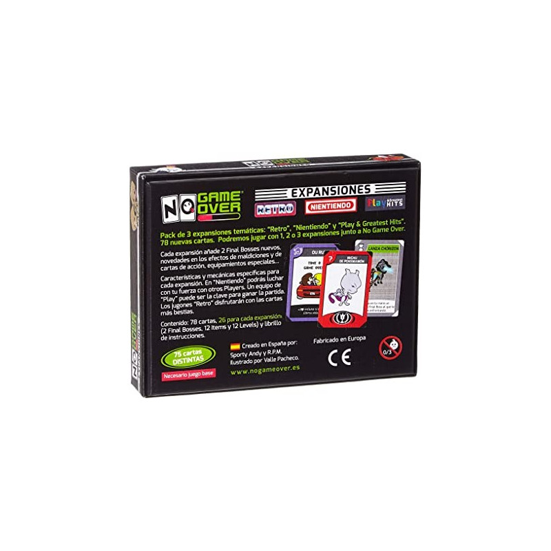 No Game Over: Nientiendo, Play & Greatest Hits y Retro es un juego de cartas, inspirado en el mundo de los videojuegos, en el qu
