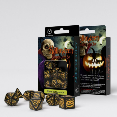 Dados Q Workshop Halloween Pumpkin Dice Set
