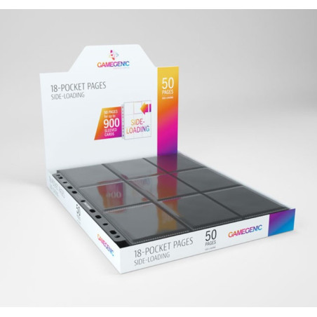 Hojas Gamegenic Sideloading 18 Pocket Negra Caja 50 páginas