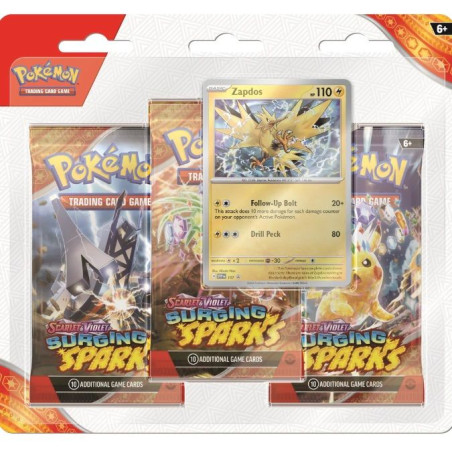 Pokémon Jcc Escarlata y Púrpura Surging Sparks 3-pack Blister (inglés)