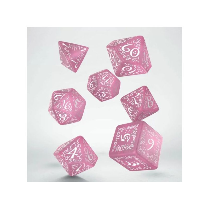 Dados Q Workshop  Elvish Shimmering Pink & White Dice Set | Accesorios | Gameria