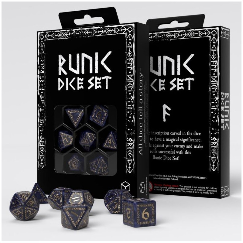 Dados Q Workshop Runic Mixed Blue & Gold Dice Pack | Accesorios | Gameria