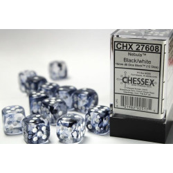 Dados Chessex Nebula 16mm D6 (12 Unidades) Black White | Accessorios | Gameria