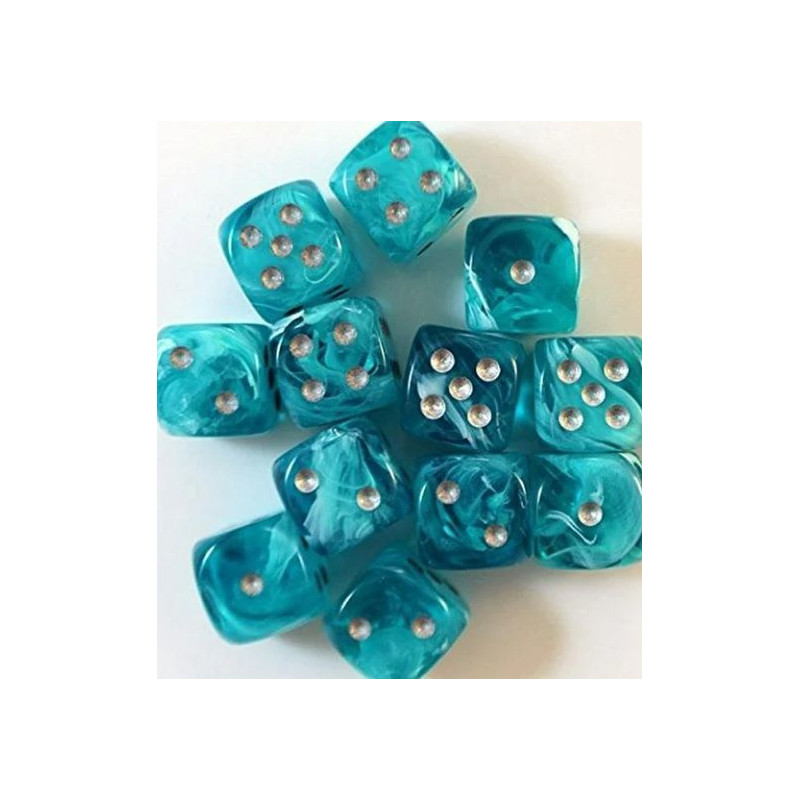 Dados Chessex Cirrus Aqua 16mm D6 (12 Unidades) Silver | Accesorios | Gameria
