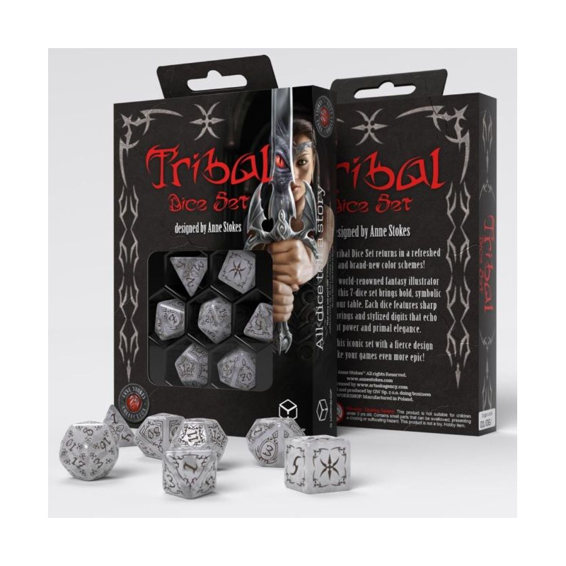 Dados Q Workshop Tribal Dice Set Pearl & Brown | Accesorios | Gameria