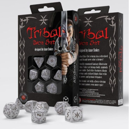 Dados Q Workshop Tribal Dice Set Pearl & Brown
