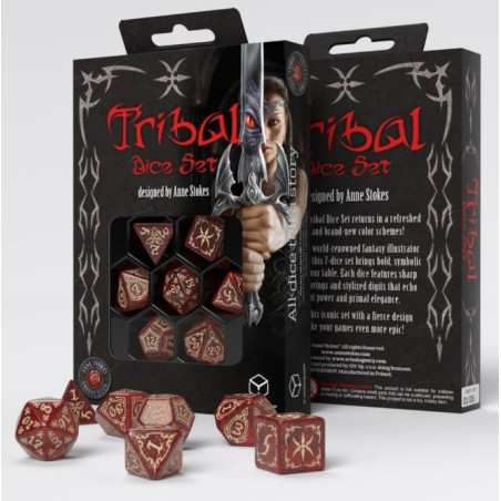 Dados Q Workshop Tribal Dice Set Red & Beige