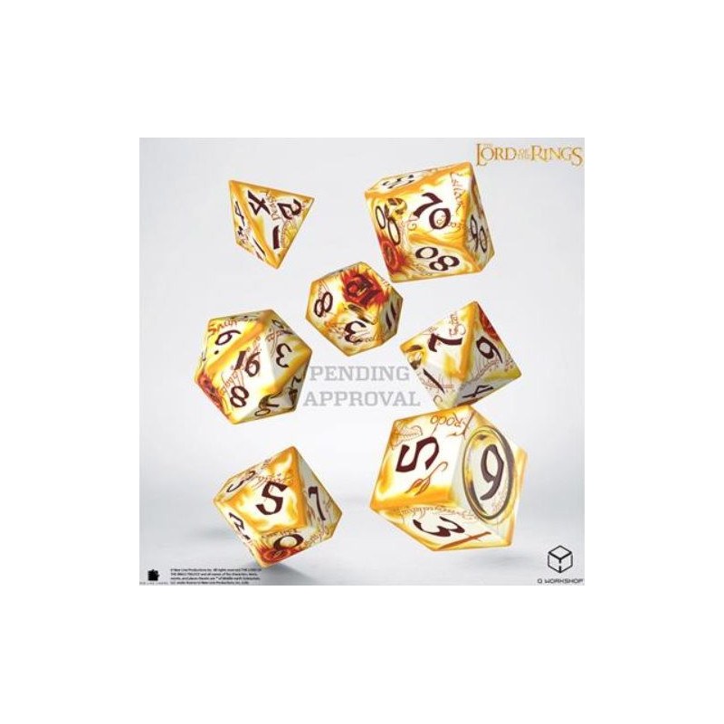 Dados Q Workshop The Lord of the Rings: Ring-bearers – Full Art Dice Set - Whitefire Radiance | Accesorios | Gameria