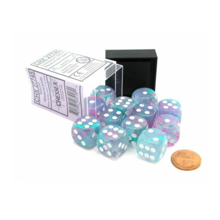 Dados Chessex Gemini 16mm D6 Nebula -Wist/White Dice Block (12 Unidades)
