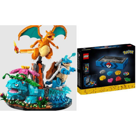 Pack Lego Pokémon Venusaur, Charizard, Blastoise + GWP Kanto Region Badge Collection