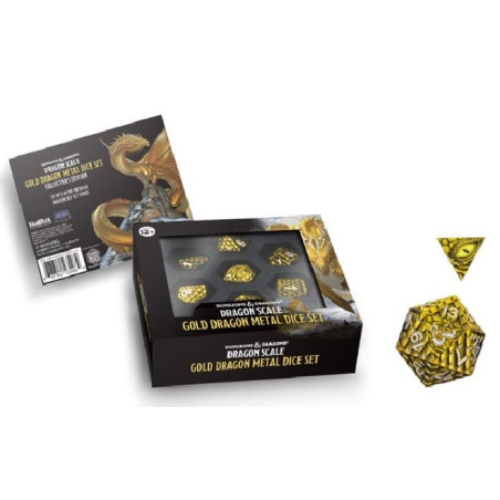 Dados Dungeons & Dragons Premium Metálico Dragon Scale Gold (7)