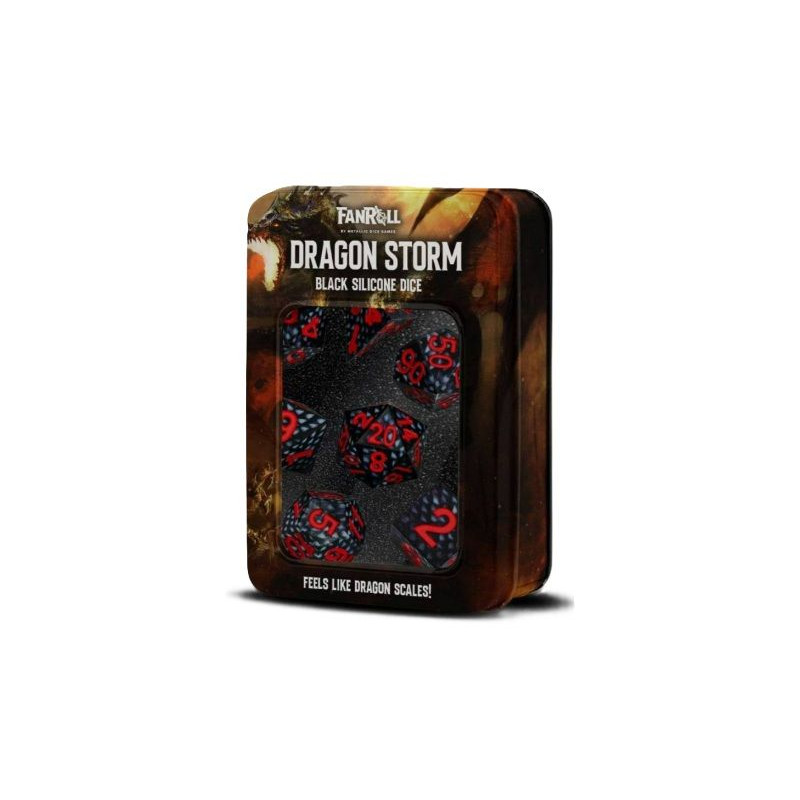 Dados Fanroll Dragon Storm Sharp Edge Silicone Black Dragon Scales (7) | Accesorios | Gameria