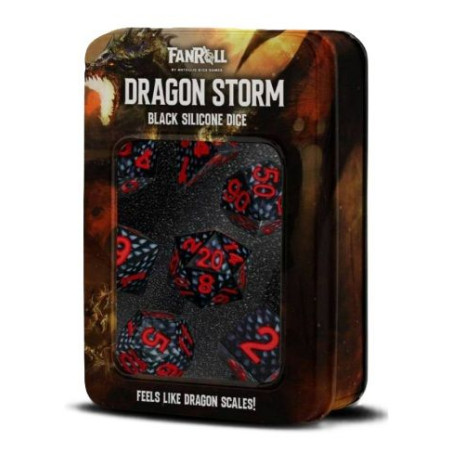 Dados Fanroll Dragon Storm Sharp Edge Silicone Black Dragon Scales (7)