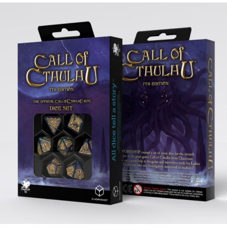 Dados Q Workshop Call of Cthulhu 7th Edition Blue-green & Gold Dice Set