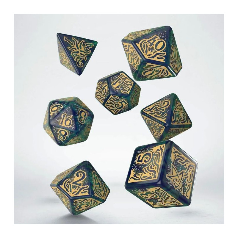 Dados Q Workshop Call of Cthulhu 7th Edition Blue-green & Gold Dice Set | Accesorios | Gameria