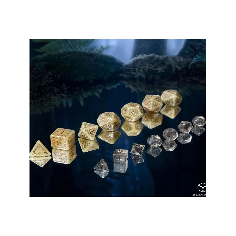 Dados Q Workshop Elvish  Shimmering beige & copper Jumbo Dice Set | Accesorios | Gameria