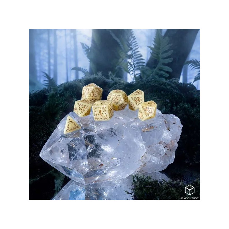 Dados Q Workshop Elvish  Shimmering beige & copper Jumbo Dice Set | Accesorios | Gameria