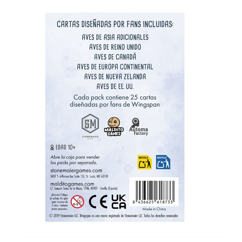 Wingspan - Packs de cartas diseñadas por fans | Juegos de Mesa | Gameria